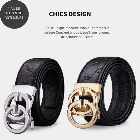 CEINTURE MAJESTIQUE : Ceinture automatique en cuir a clique simple pour femme