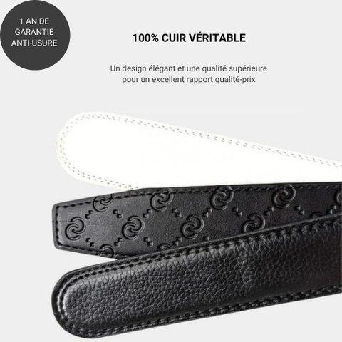 CEINTURE MAJESTIQUE : Ceinture automatique en cuir a clique simple pour femme